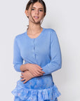 3/4 Sleeve Knit Cardigan (Blue) - Top - Yakira Bella