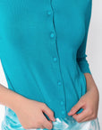 3/4 Sleeve Knit Cardigan (Teal Green) - Top - Yakira Bella
