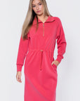 Mina Half Zip Dress 42" (Coral)