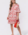 Lola Dress (White Red)