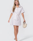 Mina Half Zip Dress Short Sleeve 37" (Ivory Heather)