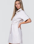 Mina Half Zip Dress Short Sleeve 37" (Ivory Heather)