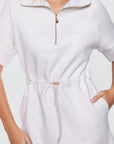 Mina Half Zip Dress Short Sleeve 37" (Ivory Heather)