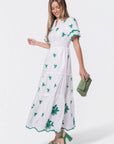 Estelle Dress (White Green)