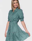 Elisa Dress 36" (White/Green)