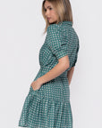 Elisa Dress 36" (White/Green)