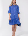 Kiana Dress 37" (Blue Stripe)