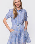 Elisa Dress 36" (White/Blue)