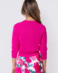 3/4 Sleeve Knit Cardigan (Fuchsia)