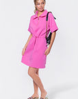 Mina Half Zip Dress Short Sleeve 37" (Bubble Pink)