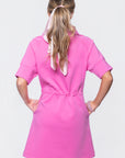 Mina Half Zip Dress Short Sleeve 37" (Bubble Pink)
