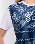 Edie Top (White/Navy Pattern)