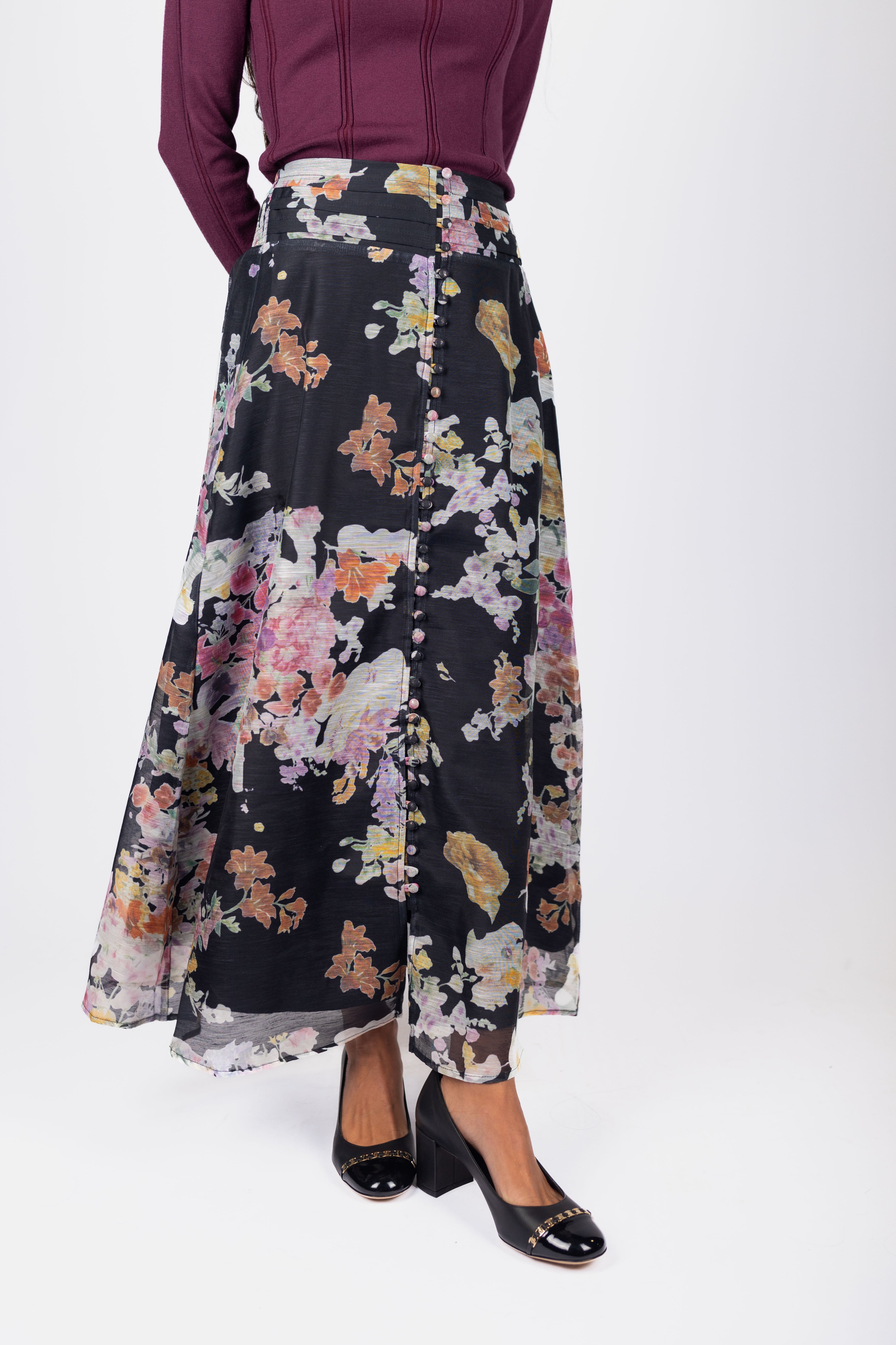 Josephine Skirt (Black Flower) – Yakira Bella
