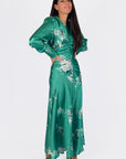 AUDREY DRESS LONG SLEEVE (GREEN FLOWER)