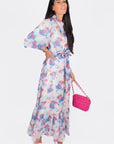 Amelie Dress 53" (Peach/Blue)