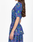 ZENA DRESS Short Sleeve (BLUE/GREEN) 36"