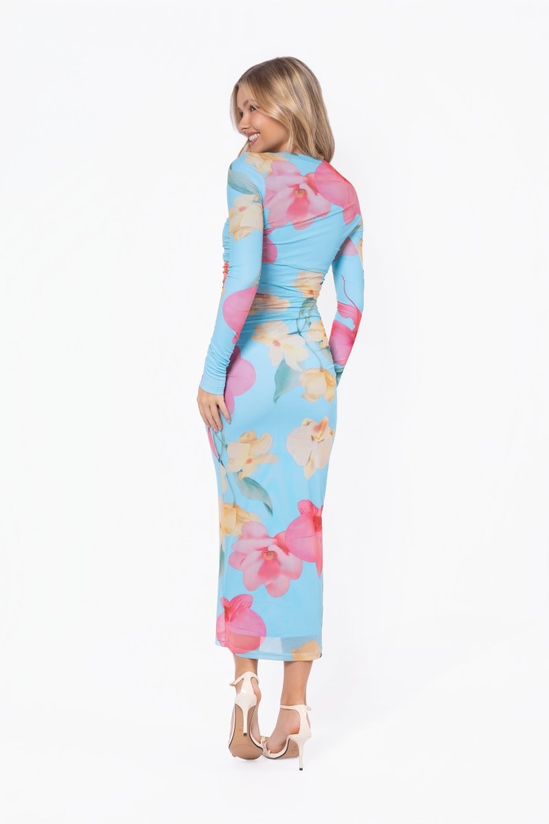 long sleeve coral dress Alia Dress (Blue Coral) XL
