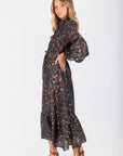 Alice Dress Long Sleeve 53" (Black Pattern) - Dress - Yakira Bella