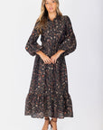 Alice Dress Long Sleeve 53" (Black Pattern) - Dress - Yakira Bella