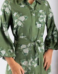 Alice Dress Long Sleeve 53" (Green Ground) - Dress - Yakira Bella