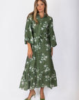 Alice Dress Long Sleeve 53" (Green Ground) - Dress - Yakira Bella