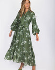 Alice Dress Long Sleeve 53" (Green Ground) - Dress - Yakira Bella