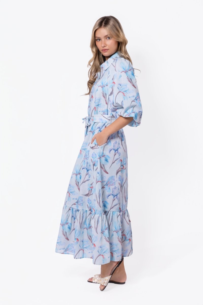 Alice Dress Short Sleeve (Blue Flower) – Yakira Bella