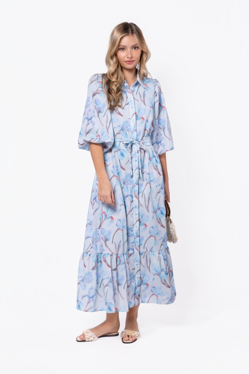 Alice Dress Short Sleeve (Blue Flower) Yakira Bella Alice Dress Short Sleeve (Blue Flower) Yakira Bella