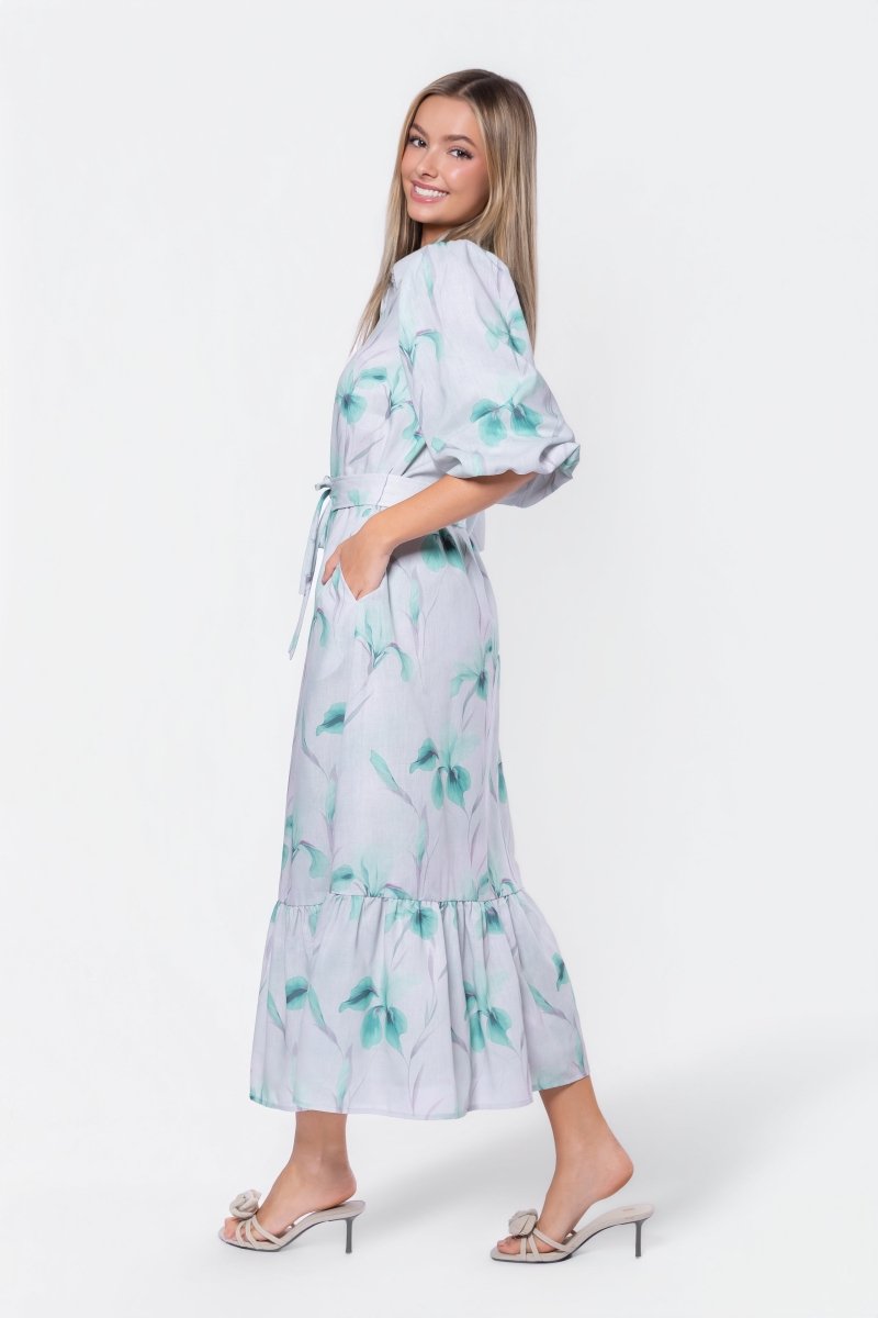 Alice Dress Short Sleeve (Green Flower) L