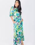 Alice Dress Short Sleeve (Green/Multi) - Dress - Yakira Bella