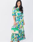Alice Dress Short Sleeve (Green/Multi) - Dress - Yakira Bella