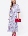 Alice Dress Short Sleeve (Light Blue Flower) - Dress - Yakira Bella