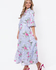Alice Dress Short Sleeve (Light Blue Flower) - Dress - Yakira Bella