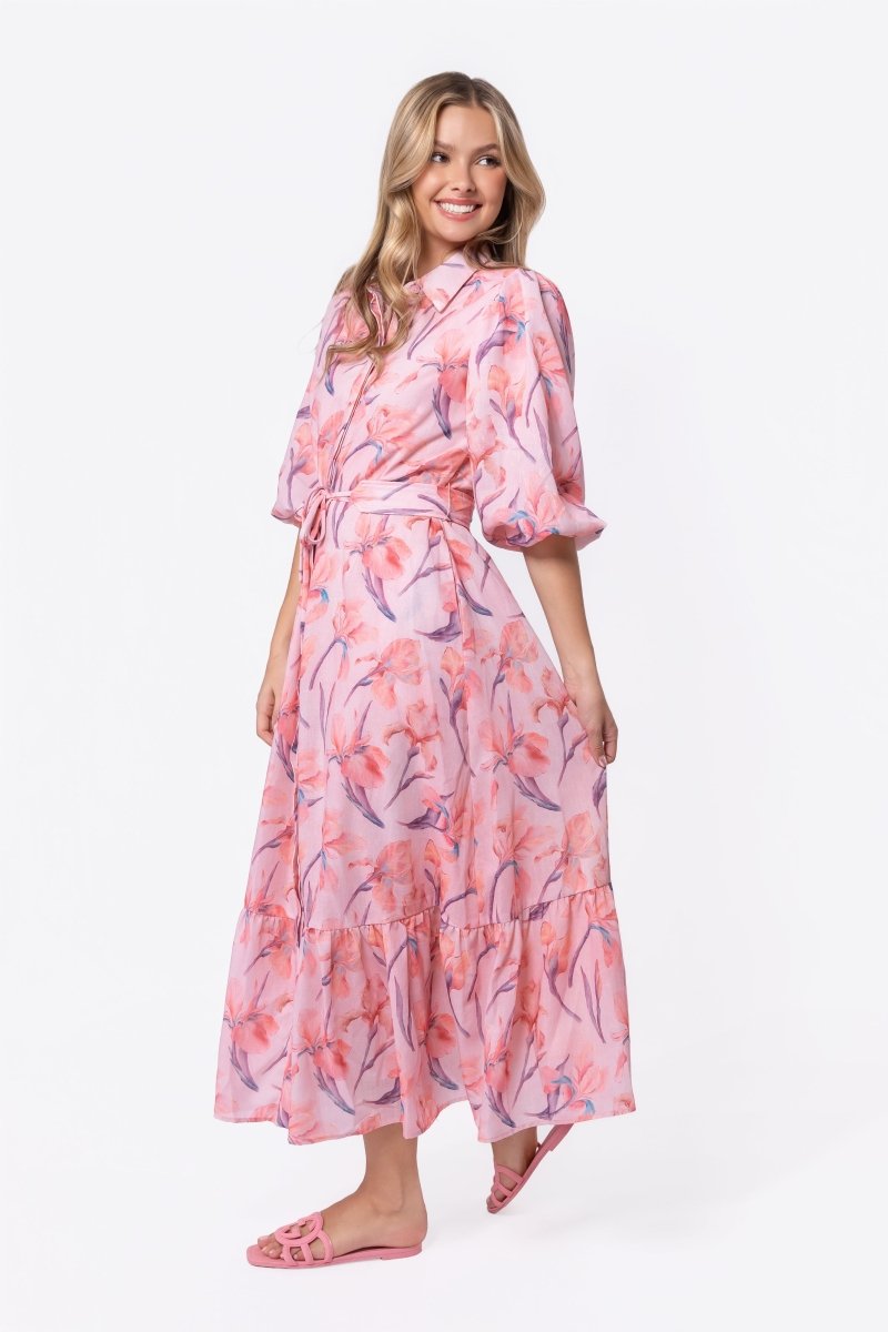 Alice Dress Short Sleeve (Peach Flower) – Yakira Bella