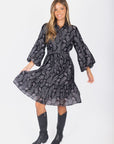 Allie Dress Long Sleeve 41" (Black Pattern) - Dress - Yakira Bella
