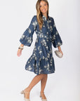 Allie Dress Long Sleeve 41" (Navy Ground) - Dress - Yakira Bella