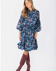 Allie Dress Long Sleeve 41" (Navy Pattern) - Dress - Yakira Bella