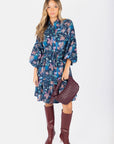 Allie Dress Long Sleeve 41" (Navy Pattern) - Dress - Yakira Bella