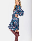 Allie Dress Long Sleeve 41" (Navy Pattern) - Dress - Yakira Bella
