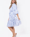 Allie Dress Short Sleeve 41" (Blue Flower) - Dress - Yakira Bella