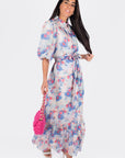 AMELIE DRESS 53" (PEACH/BLUE) - Dress - Yakira Bella
