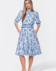 Analia Dress 42" (Blue Pattern) - Dress - Yakira Bella