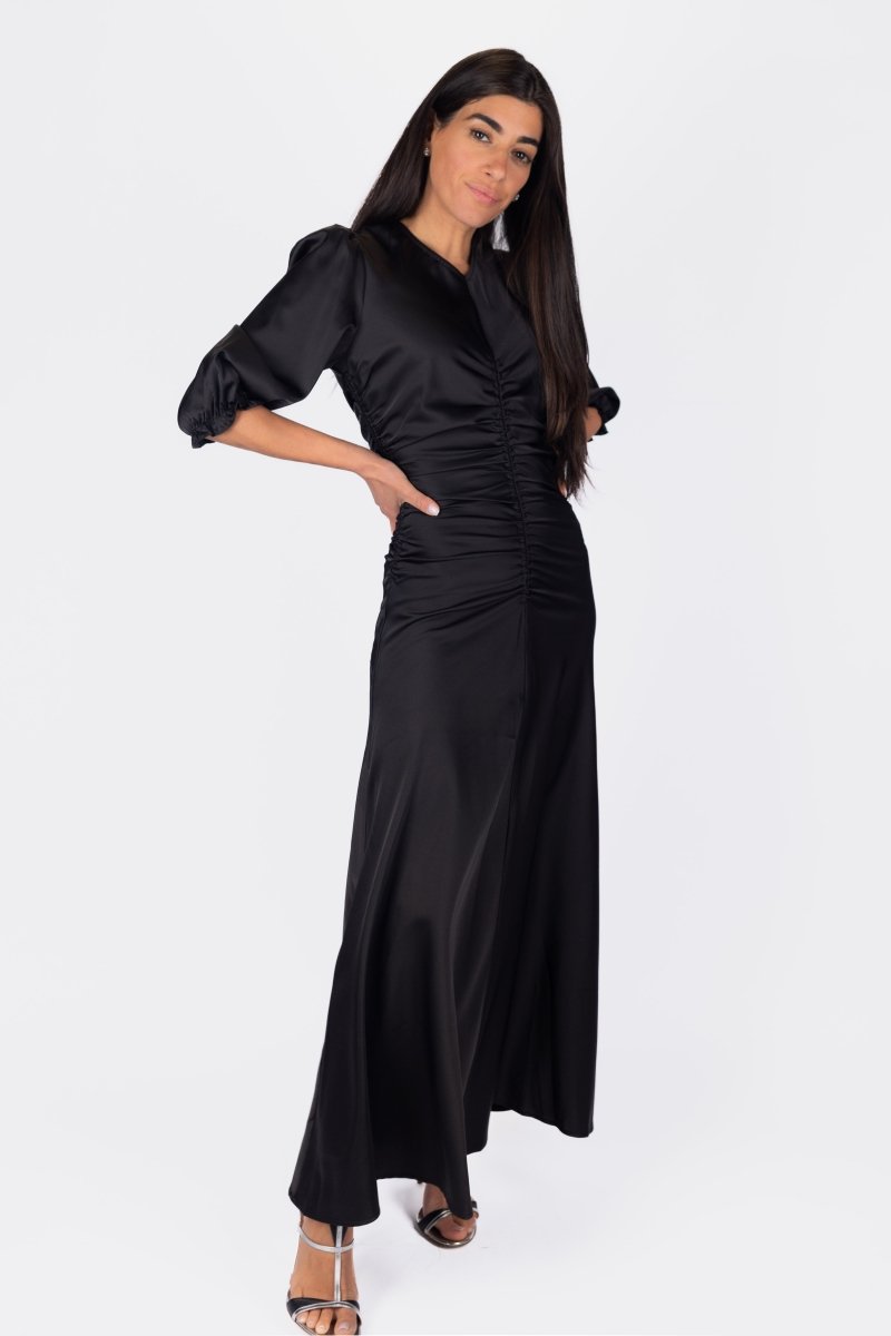 audrey dress black Audrey Turtleneck Long Sleeve Maxi Dress in Black main image 1