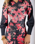 Audrey Dress Long Sleeve (Black Red) - Dress - Yakira Bella
