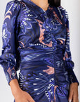 Audrey Dress Long Sleeve (Blue Pattern) - Dress - Yakira Bella