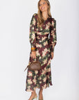Audrey Dress Long Sleeve (Burgundy/Green) - Dress - Yakira Bella