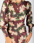 Audrey Dress Long Sleeve (Burgundy/Green) - Dress - Yakira Bella