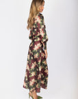 Audrey Dress Long Sleeve (Burgundy/Green) - Dress - Yakira Bella