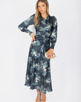 Audrey Dress Long Sleeve (Dark Green Ground) - Dress - Yakira Bella