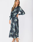 Audrey Dress Long Sleeve (Dark Green Ground) - Dress - Yakira Bella
